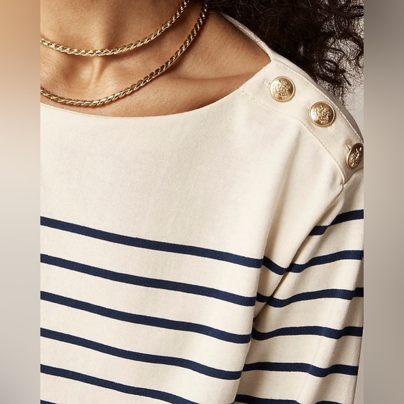 NEW Cropped boatneck long sleeve with gold buttons, size M, sold out! - Picture 3 of 11